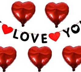 I LOVE YOU Theme with 5 pcs Foil Heart  Balloons